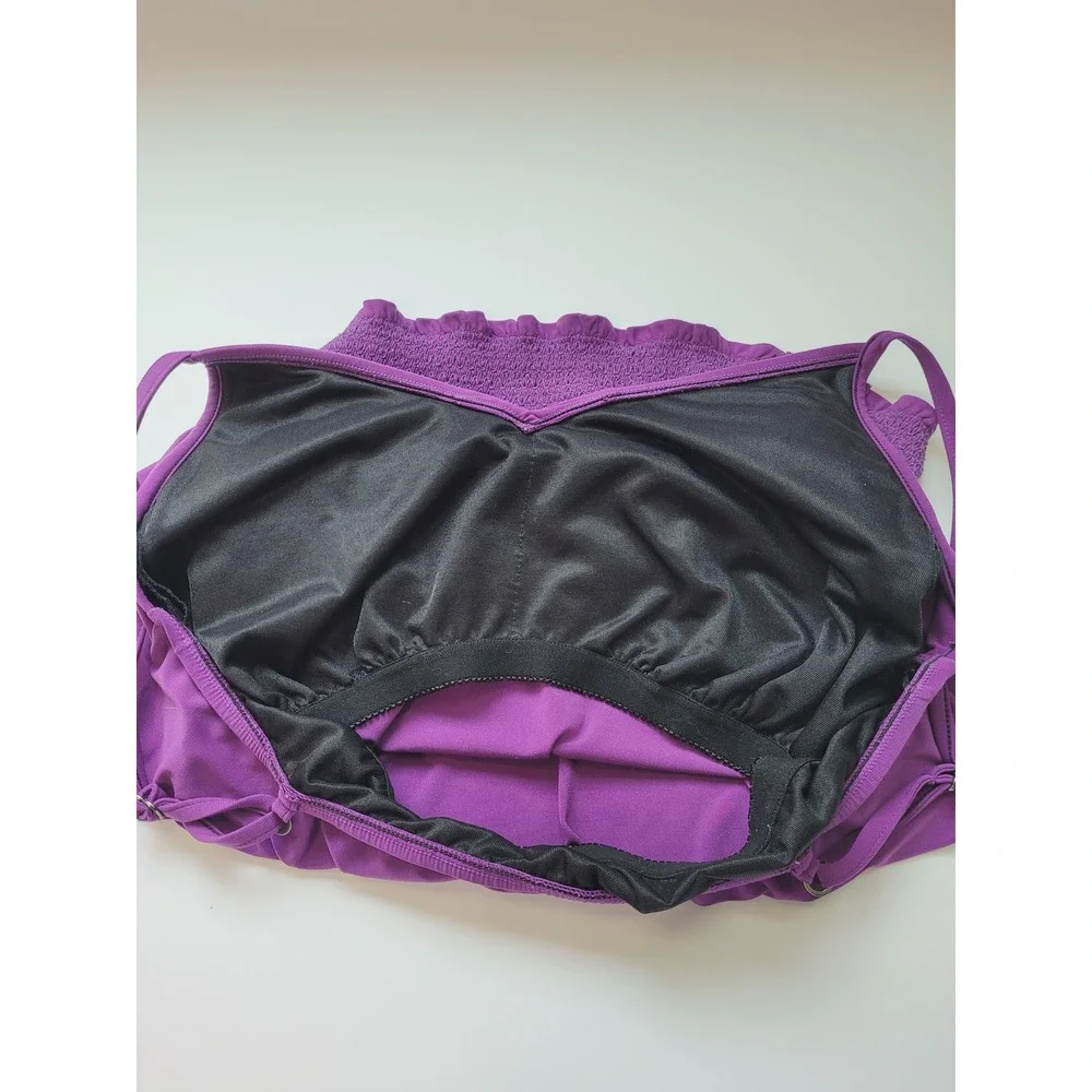 Magicsuit Swim Top Womens 14 Tankini Purple Smocked Blouson Adjustable Straps